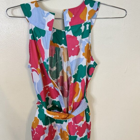 Free Assembly Womens Mini Knee Length Dress Floral Multicolor Cotton Small Belt - Picture 9 of 12